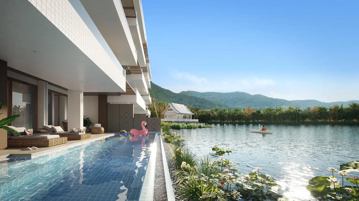 ภาพถ่าย Angsana Oceanview Residences ภูเก็ต เห็นอาคารเรสซิเดนซ์และสระอินฟินิตี้ส่วนตัว