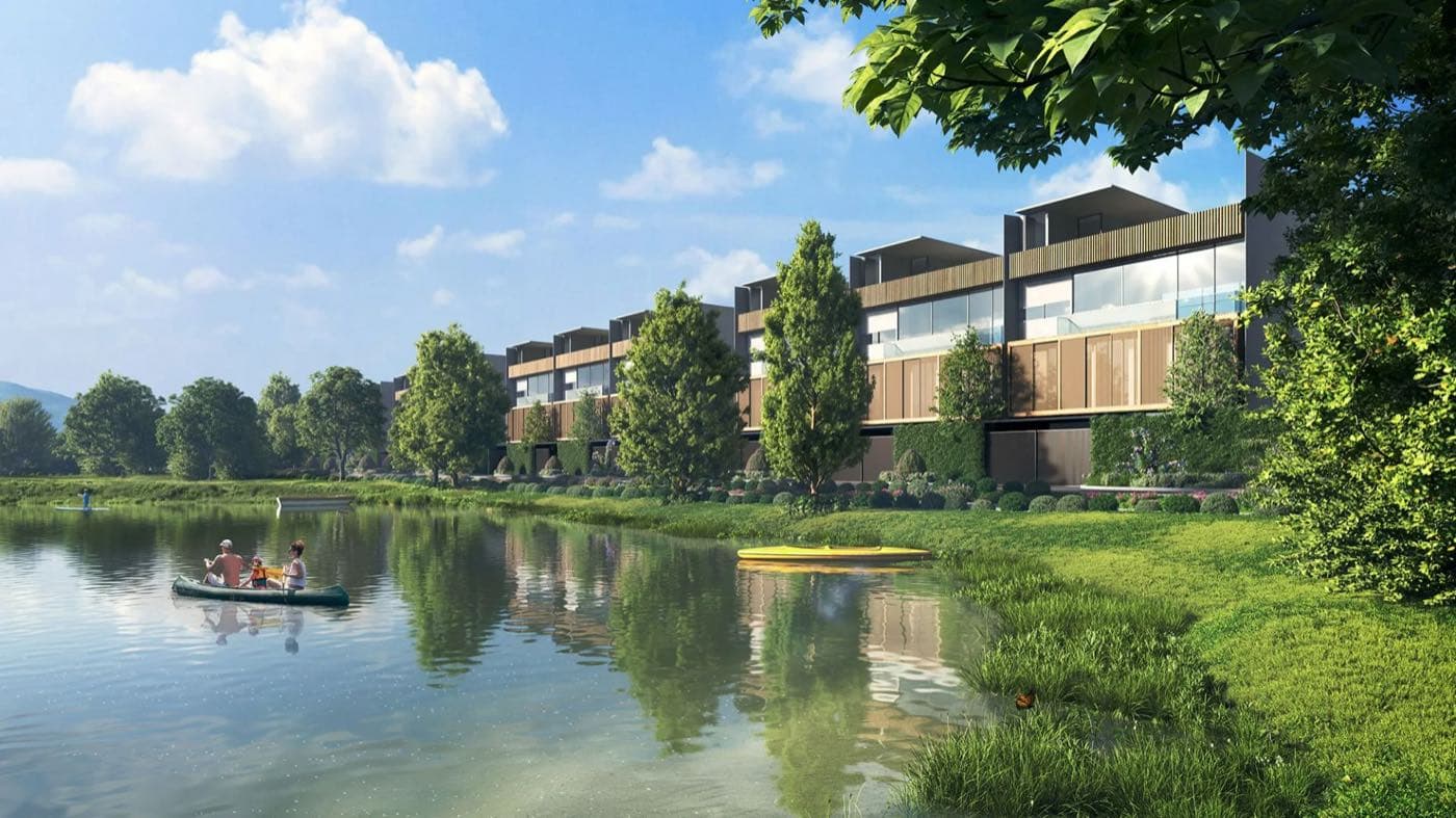 ภาพจำลอง Banyan Tree Beach Residences Nammu ที่ Laguna Phuket มองข้ามลากูนของโครงการ