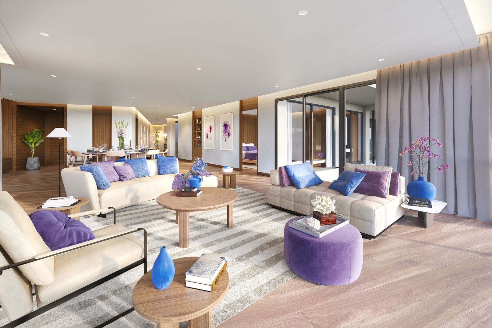 Визуализация гостиной резиденции в Banyan Tree Beach Residences Sirena