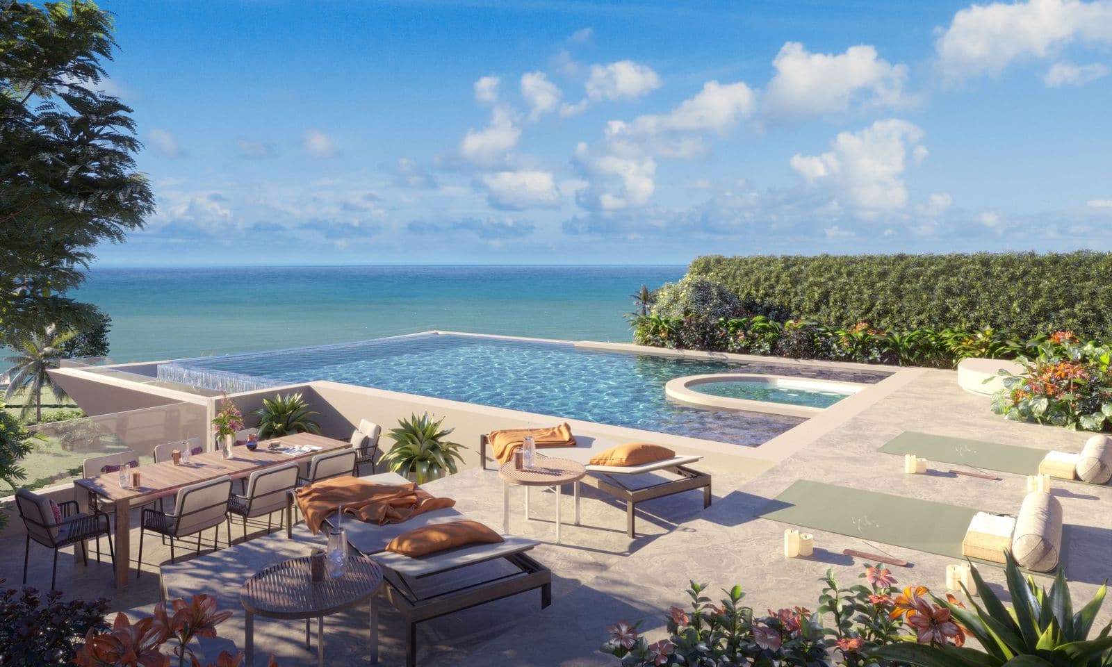 ภาพจำลองสระบนดาดฟ้าเพนท์เฮาส์ที่ Banyan Tree Beach Residences Sirena ในเวลากลางวัน
