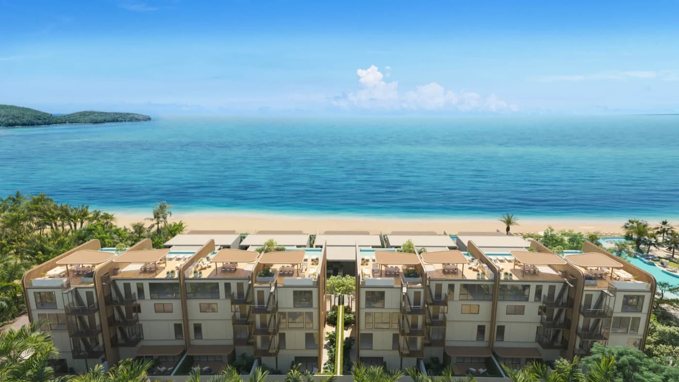 Laguna Phuket 之內 Banyan Tree Beach Residences Varuna 由花園一側望去的電腦效果圖
