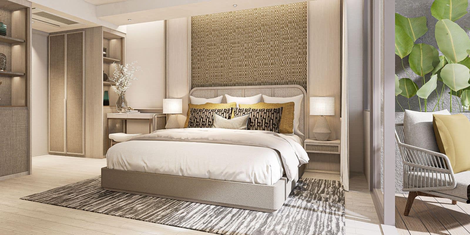 ภาพจำลองห้องนอนที่สองของห้องสองห้องนอนที่ Bellaguna Lake Residences Lotus