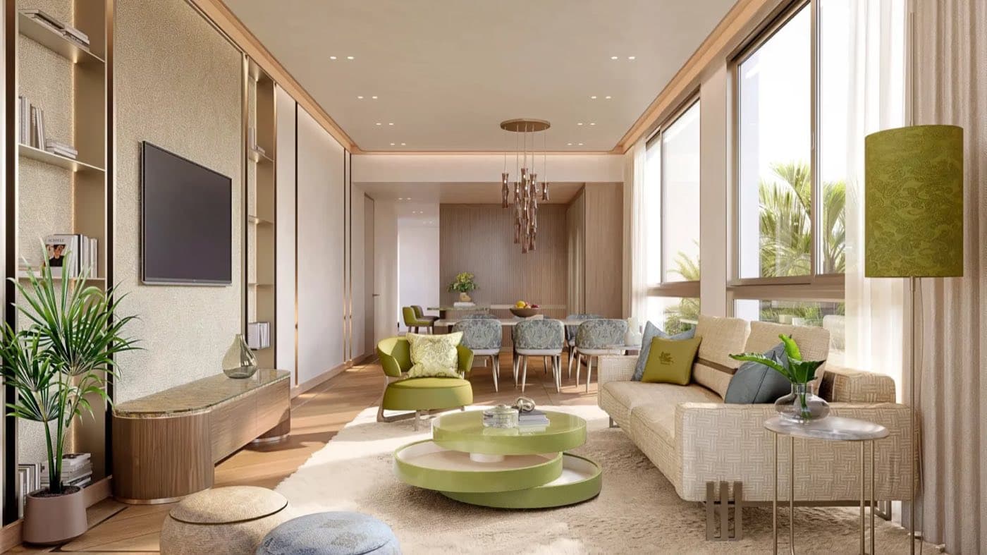 ภาพจำลองพื้นที่นั่งเล่นของเพนท์เฮาส์ที่ ETRO Residences, Gardens of Eden ภูเก็ต