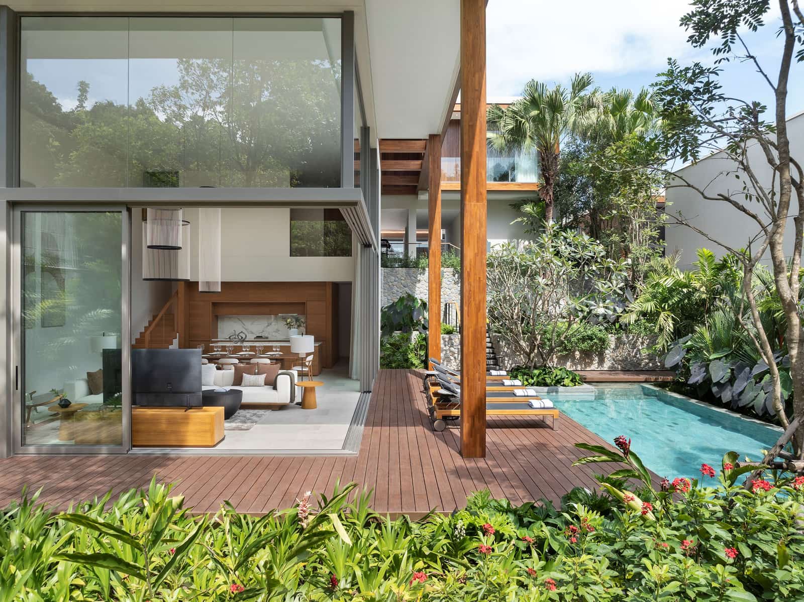 Kiara Reserve Residences, the four-bedroom show villa with its pool and garden above Layan Bay, Phuket