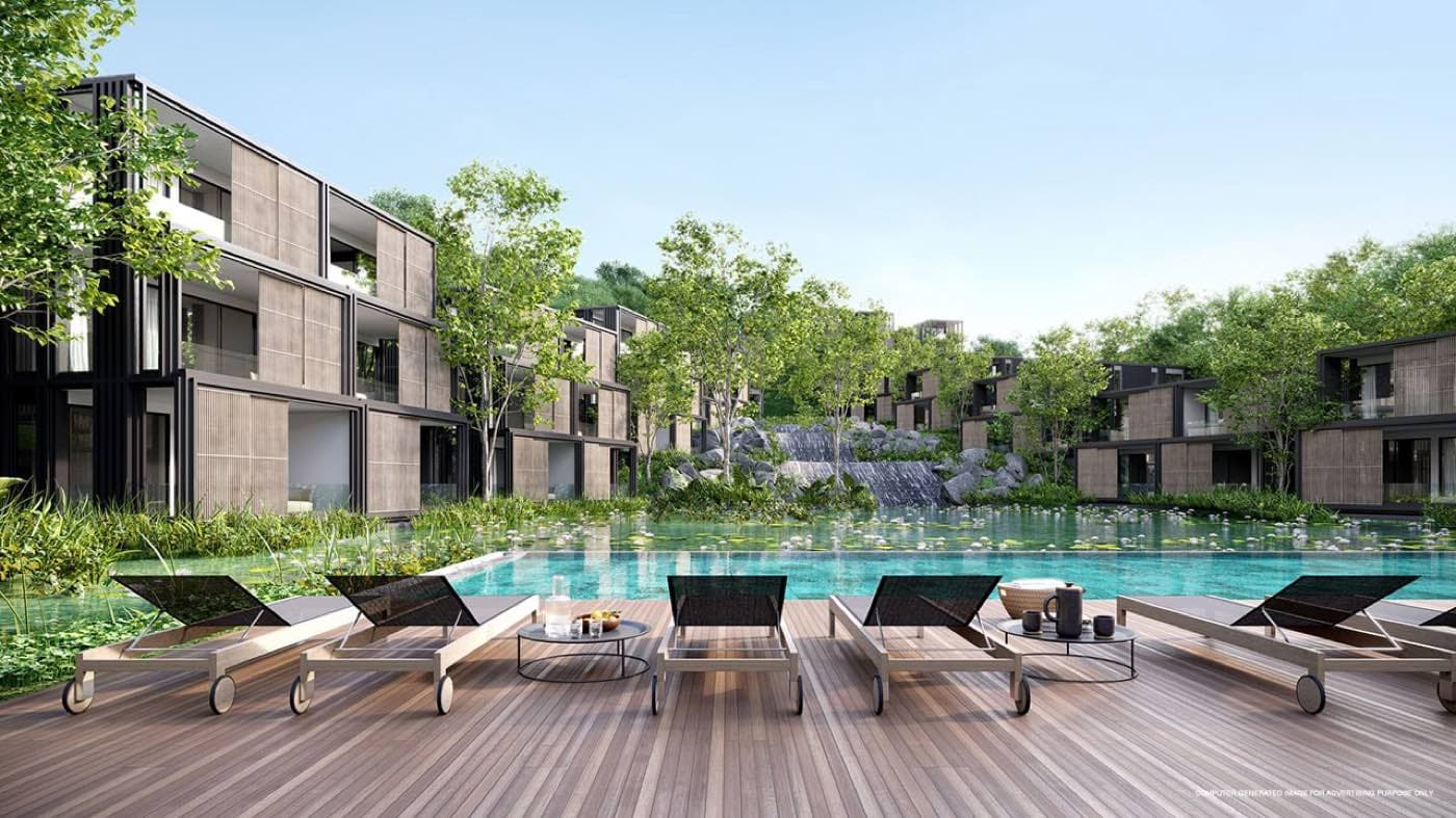Phuket、Kamala、MGallery Residences MontAzure Lakeside 临湖一面的效果图