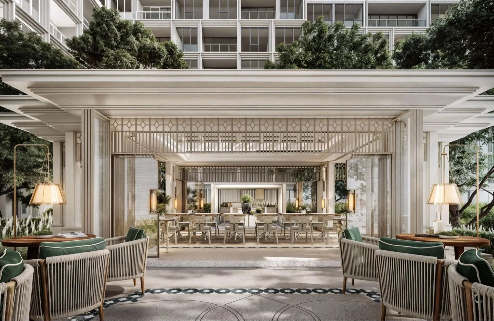 ภาพจำลอง The Residences at InterContinental Phuket Resort บนเนินเขา Kamala อาคารที่พักอาศัยตั้งอยู่ในแผ่นดินถอยจากชายหาด