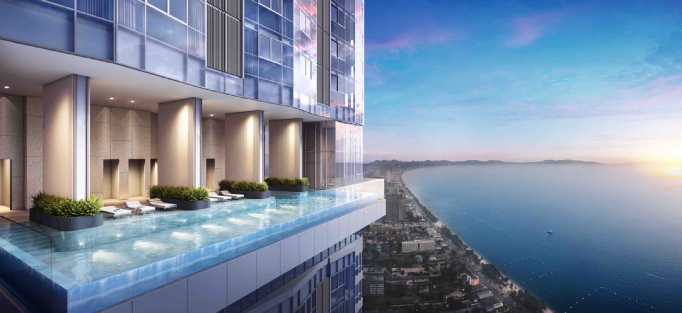 ภาพจำลองสระอินฟินิตี้ที่ Skypark Lucean Jomtien Pattaya