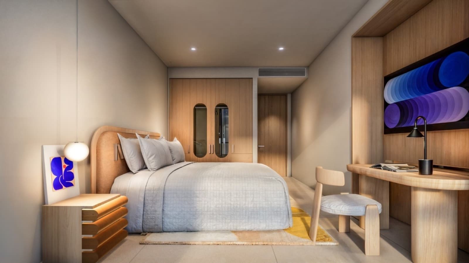ภาพจำลองจากคอมพิวเตอร์ของห้องนอนในห้อง 2 ห้องนอน 100 ตร.ม. ที่ The Standard Residences, Phuket Bang Tao