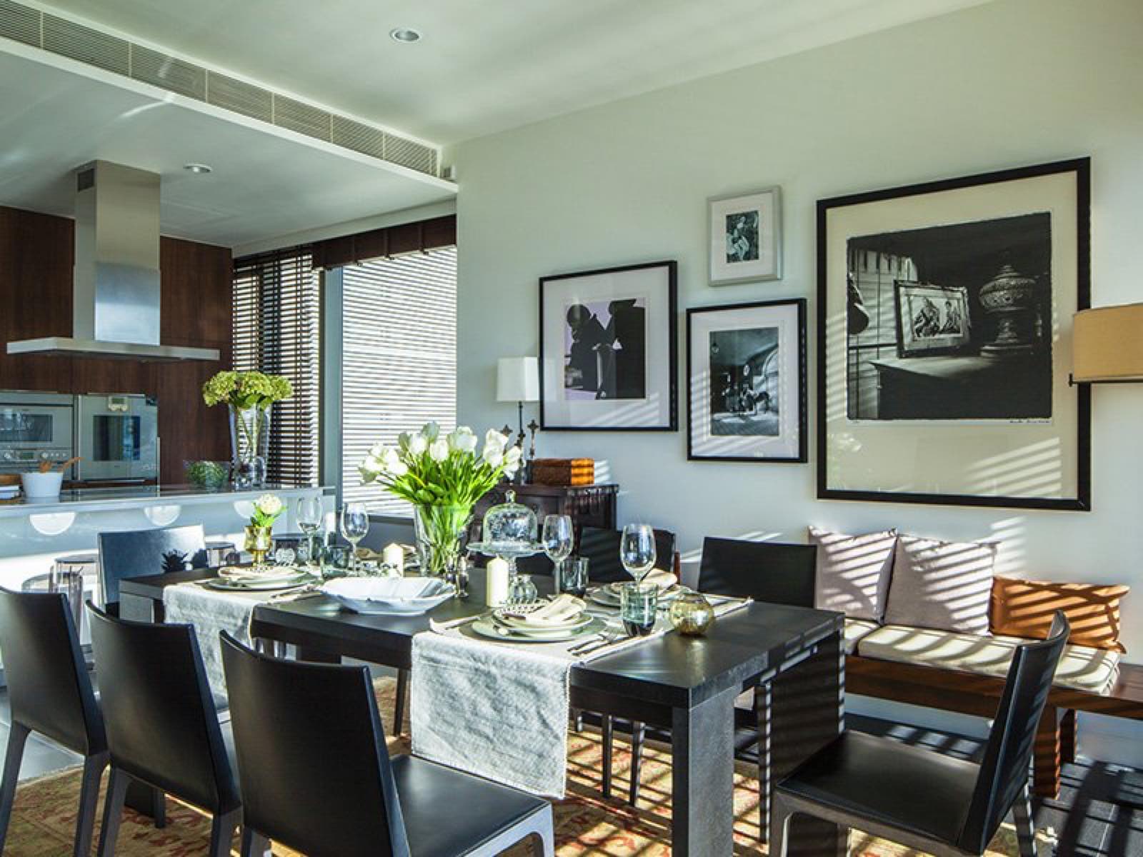185 Rajadamri: residence dining area and open kitchen