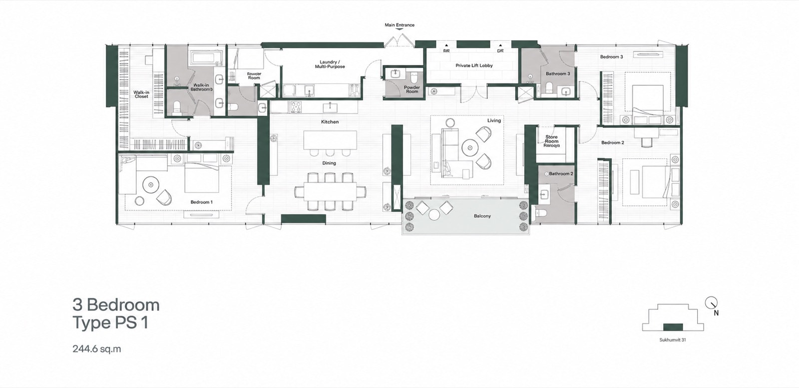 Interior of a resale residence at Dusit Central Park, 946 Rama IV Road, Bangkok, a three-bedroom residence