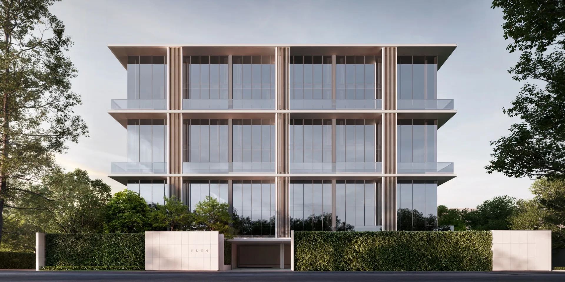 Render of the Eden Ekkamai low-rise residence building in the Ekkamai area of Sukhumvit, Bangkok, by Eden Estate and MQDC