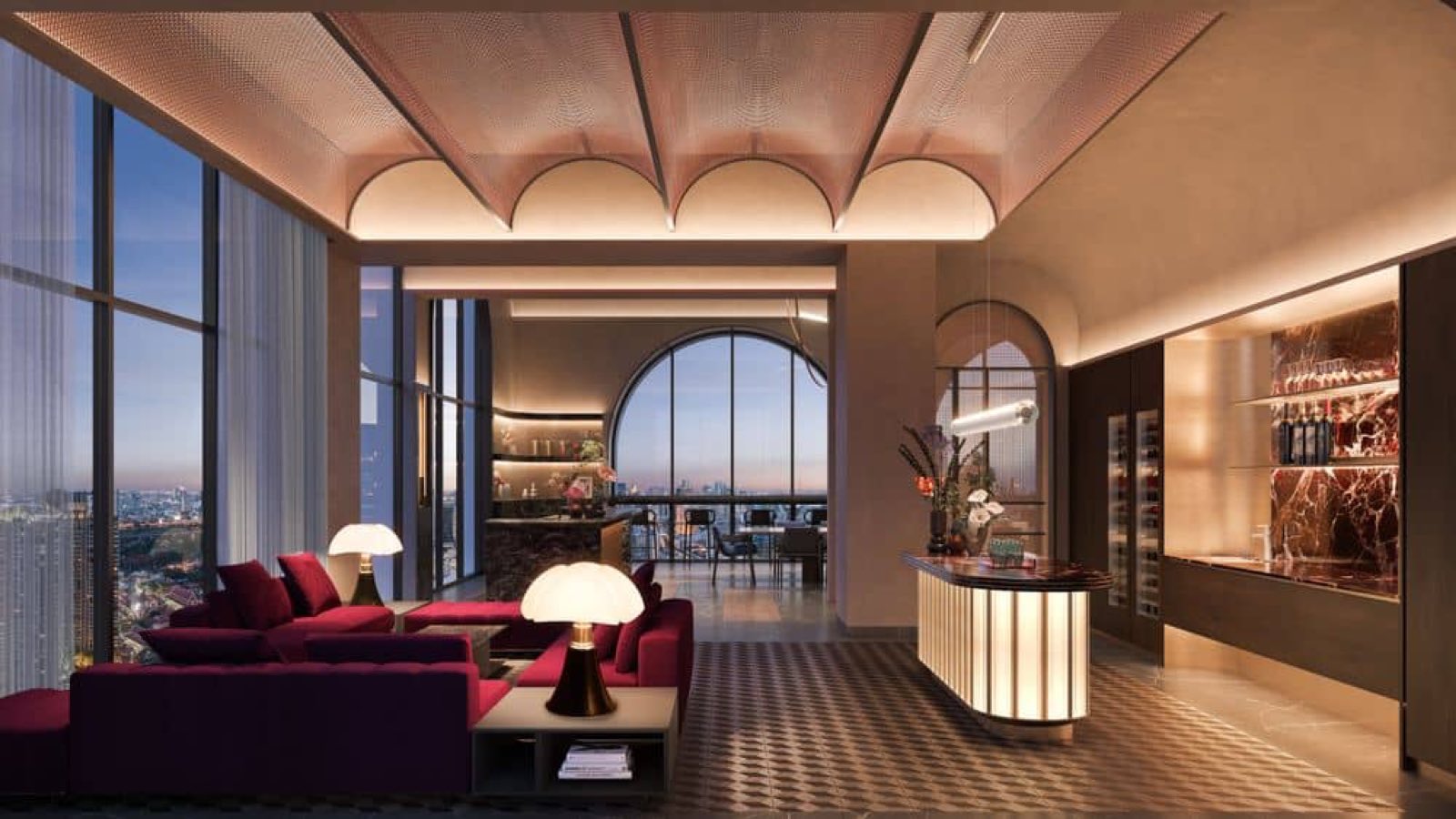 The residents’ wine lounge at The Embassy Wireless in central Bangkok