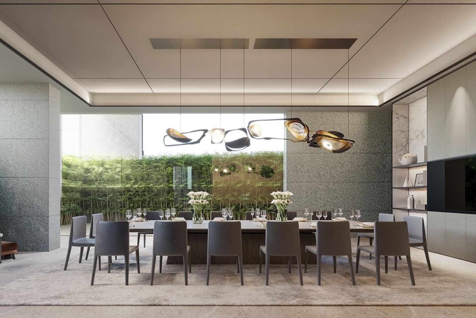 The Estelle Phrom Phong: private dining room with bamboo garden backdrop