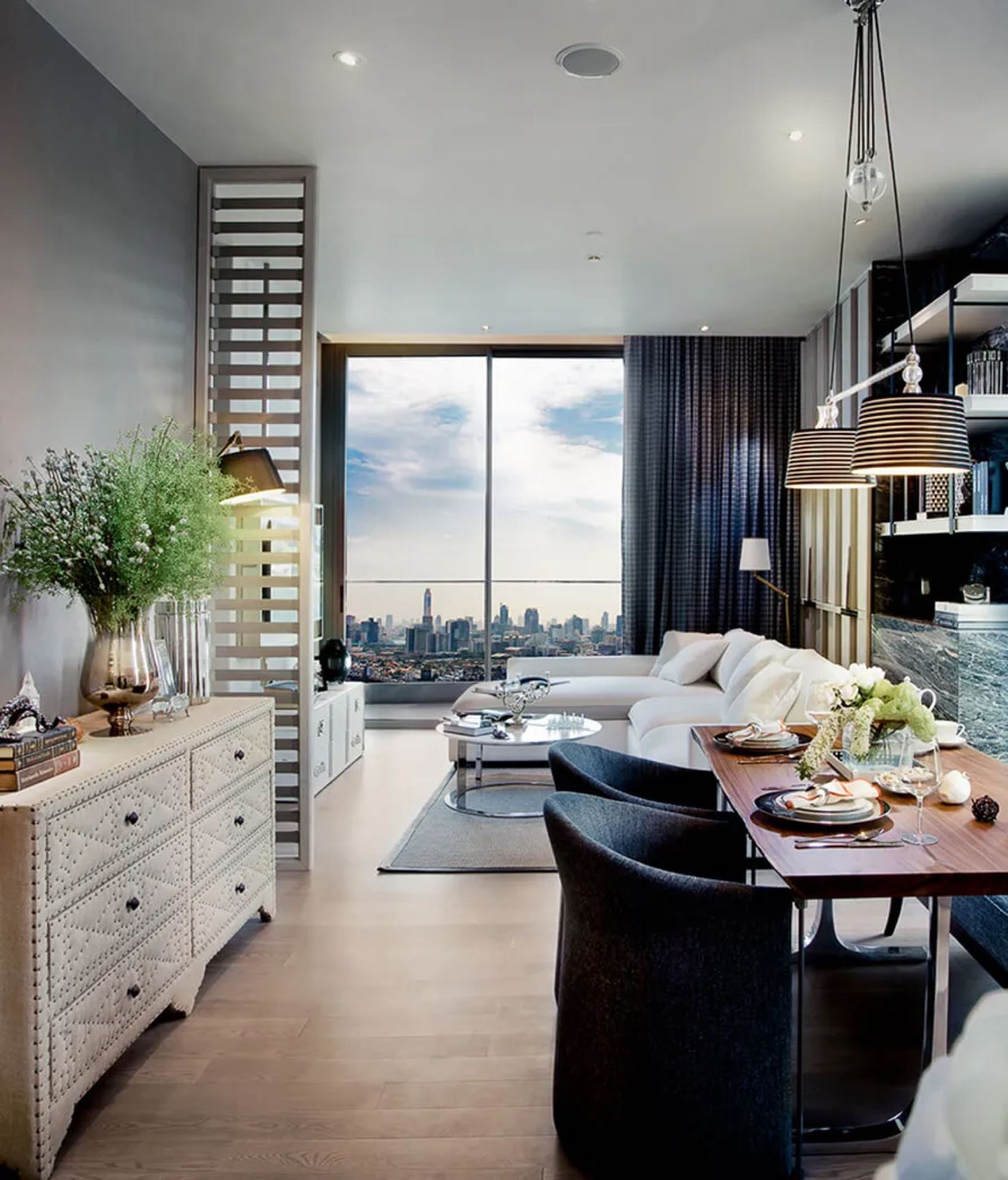 A shared amenity space at Magnolias Waterfront Residences on the Chao Phraya riverside, Bangkok