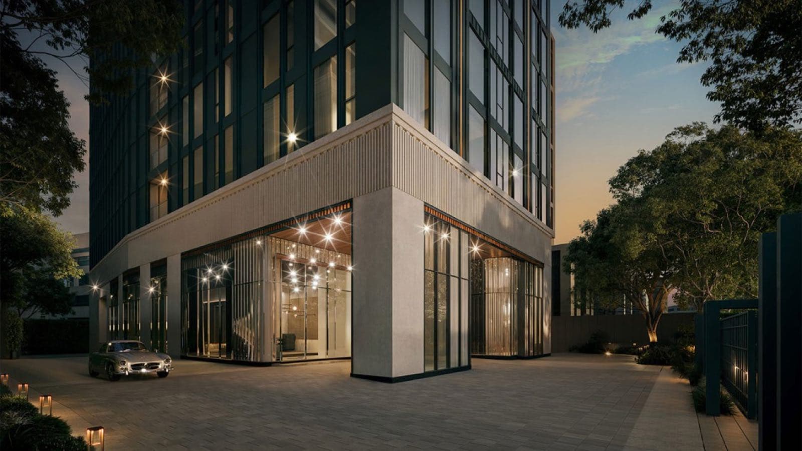 MAVISTA Phrom Phong 亮著燈的地下大廳入口,曼谷 Sukhumvit 33/1