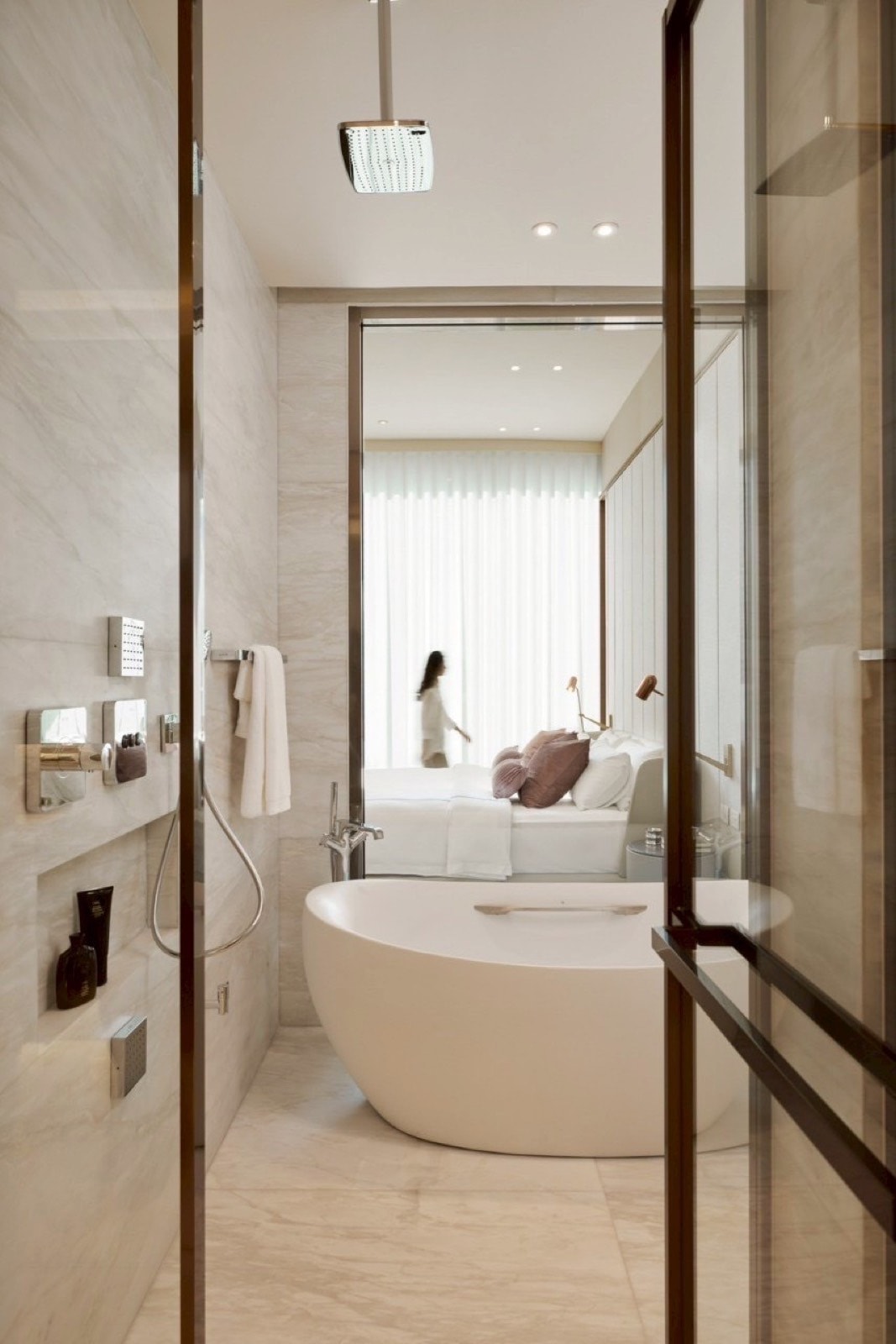Bath tub bedroom view — a residence at Scope Langsuan on Langsuan Road, Bangkok