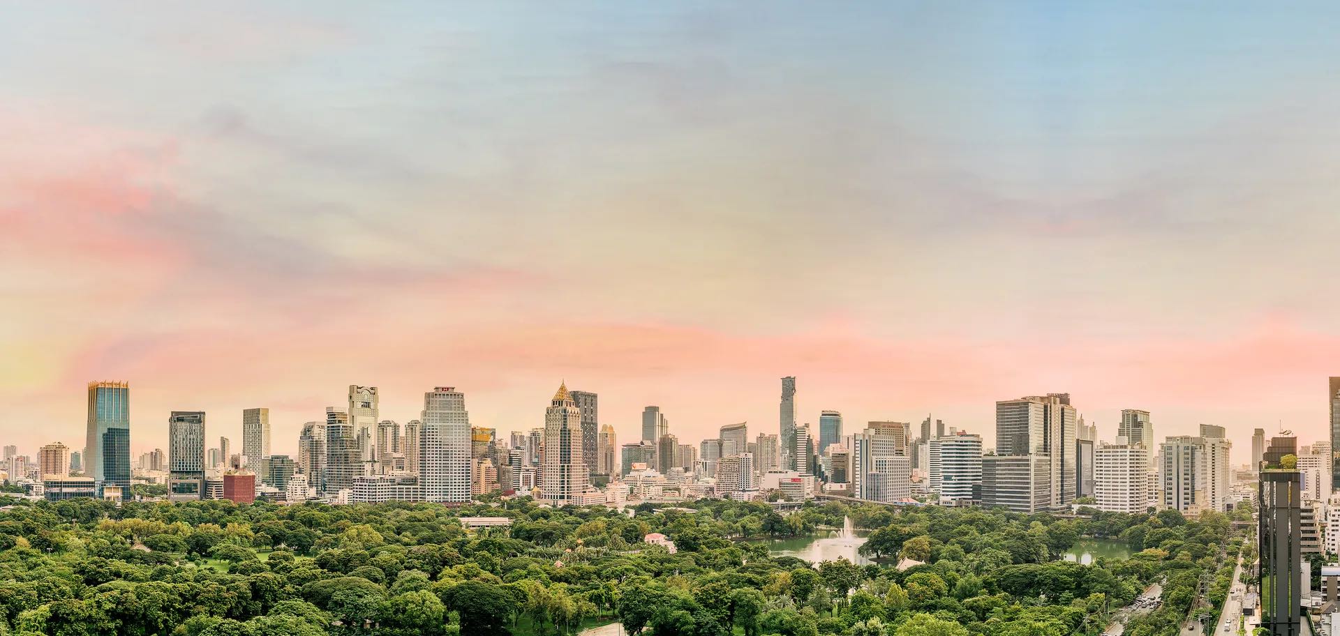 Sindhorn TONSON tower exterior beside Lumphini Park in central Bangkok, by Siam Sindhorn