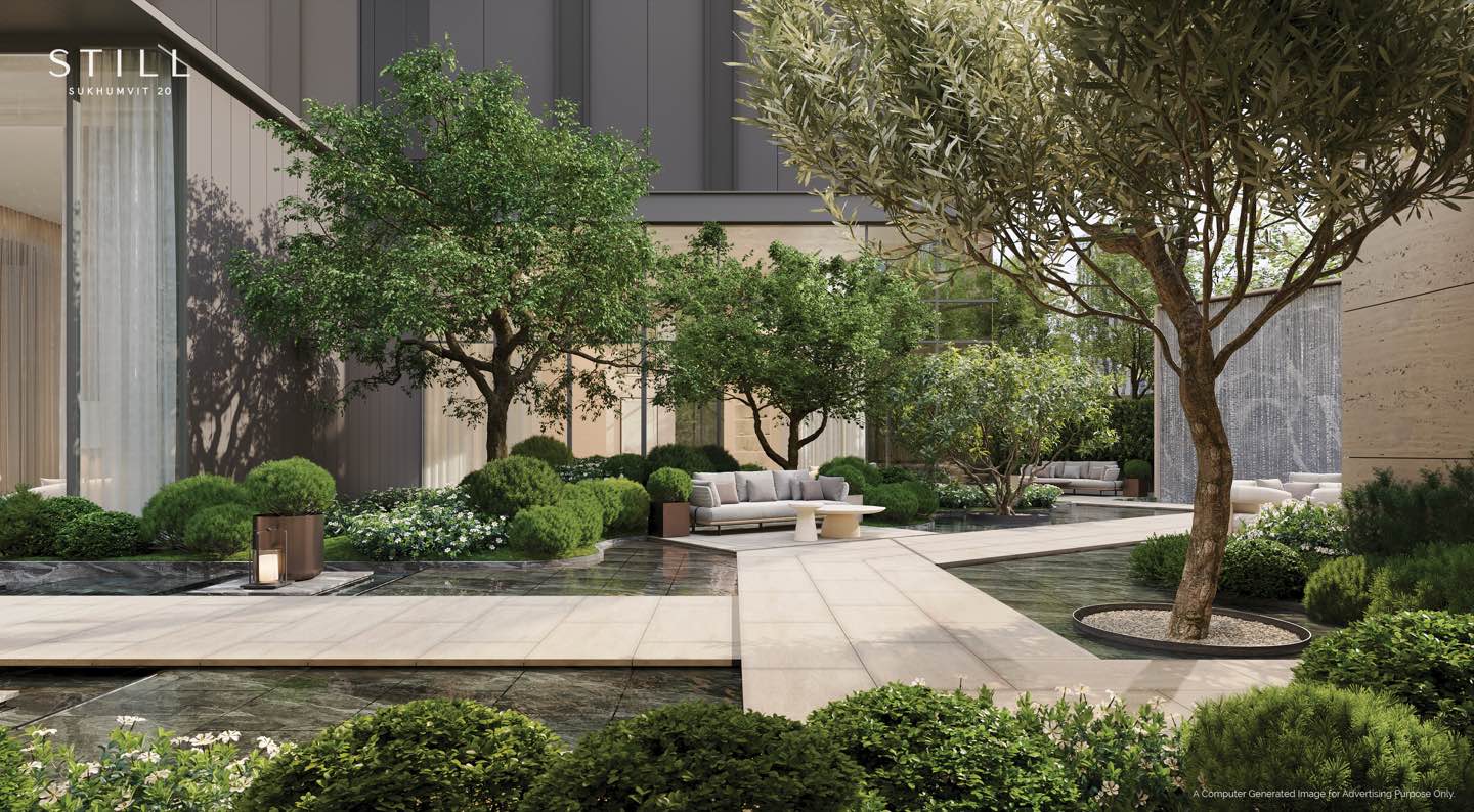 The Collector’s Garden courtyard at STILL Sukhumvit 20, Bangkok, an artist’s impression