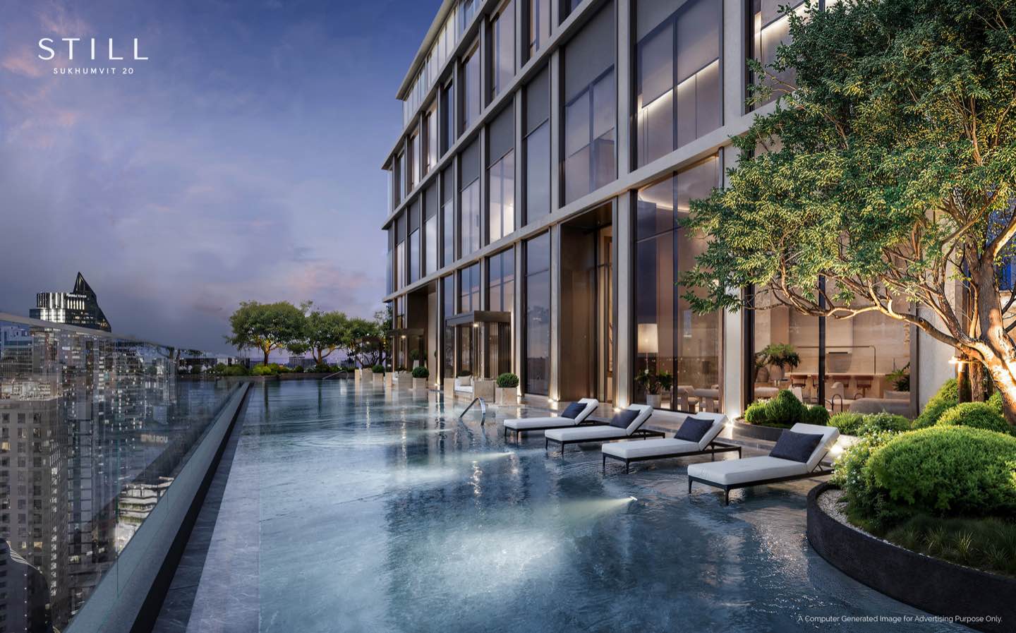Swimming pool terrace at STILL Sukhumvit 20, Bangkok, an artist’s impression