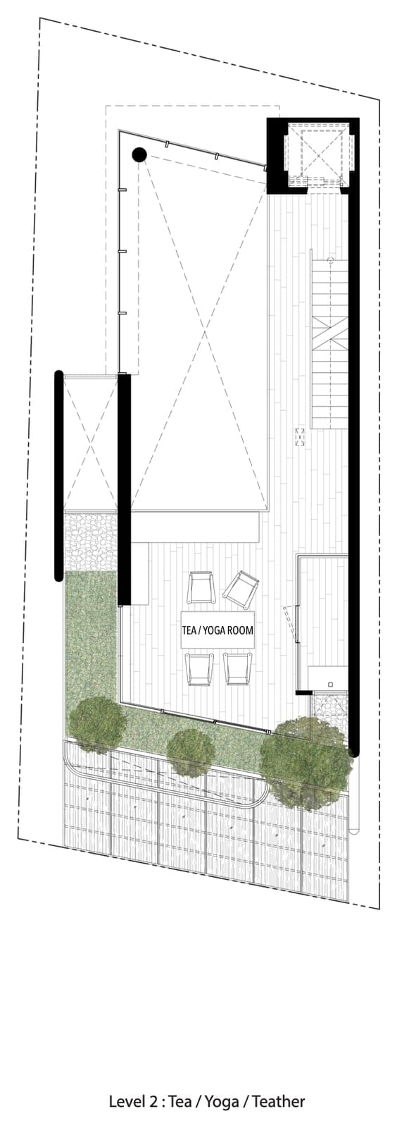 Type A floor plan, level 2 (tea and yoga room, theatre), at The Residenti Ekkamai, Bangkok