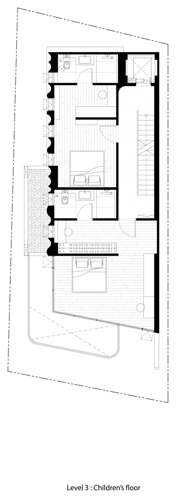 Type A floor plan, level 3 (the children's floor), at The Residenti Ekkamai, Bangkok