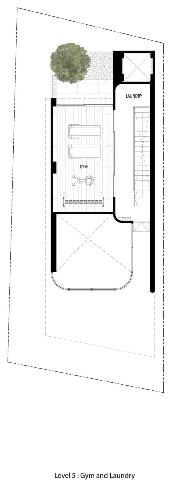 Type A floor plan, level 5 (gym and laundry), at The Residenti Ekkamai, Bangkok