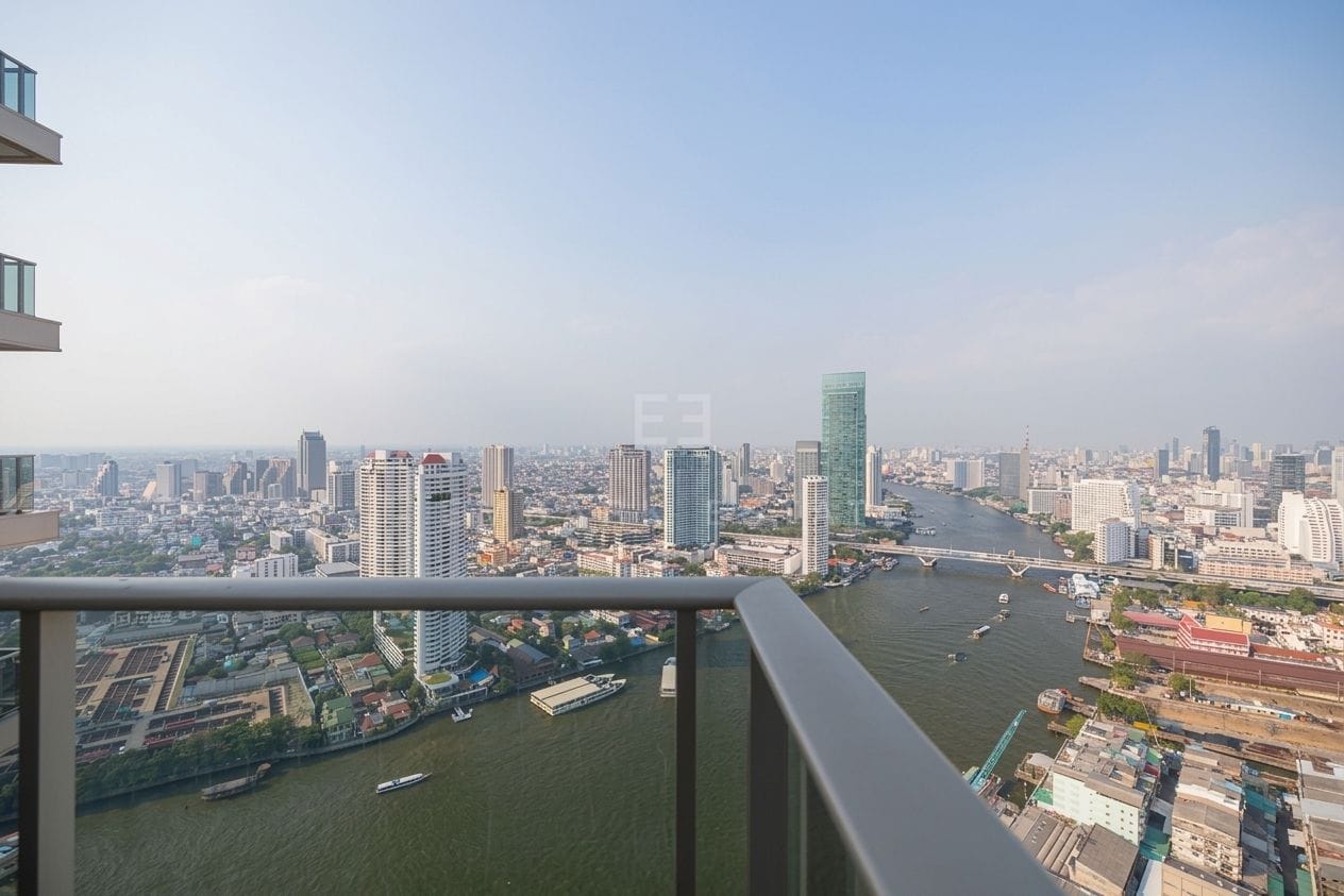 Four Seasons Private Residences Bangkok — balcony view over the Chao Phraya river and the city