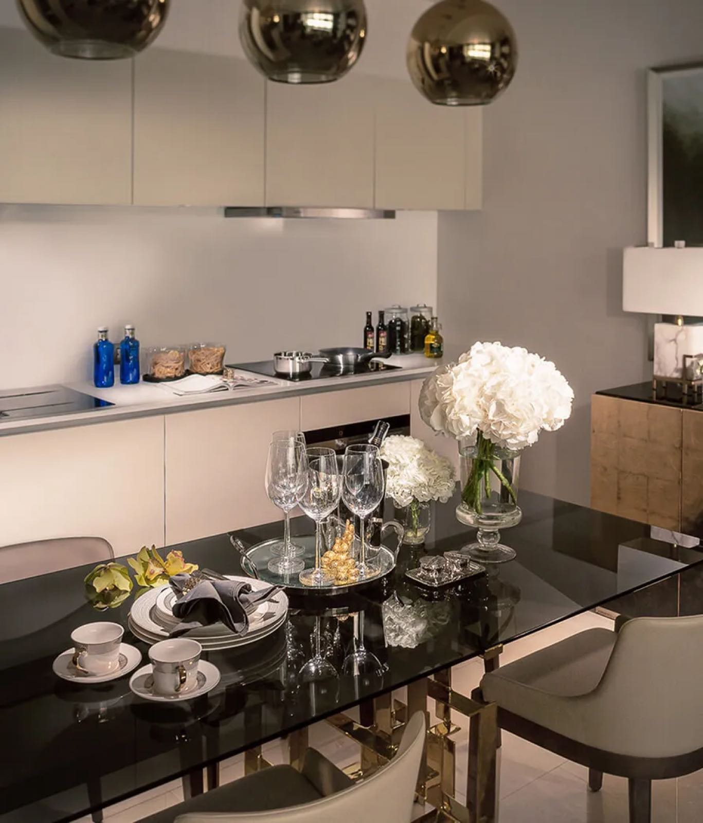 A residence interior with river views at Magnolias Waterfront Residences, Bangkok