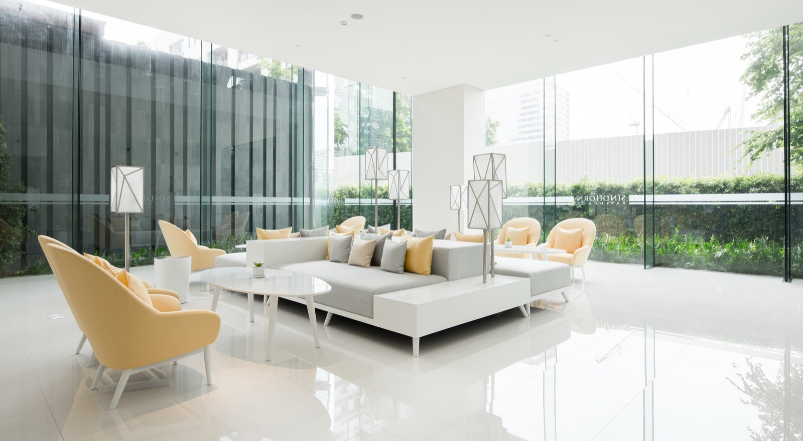 Living space in a Sindhorn Residence Langsuan residence, central Bangkok